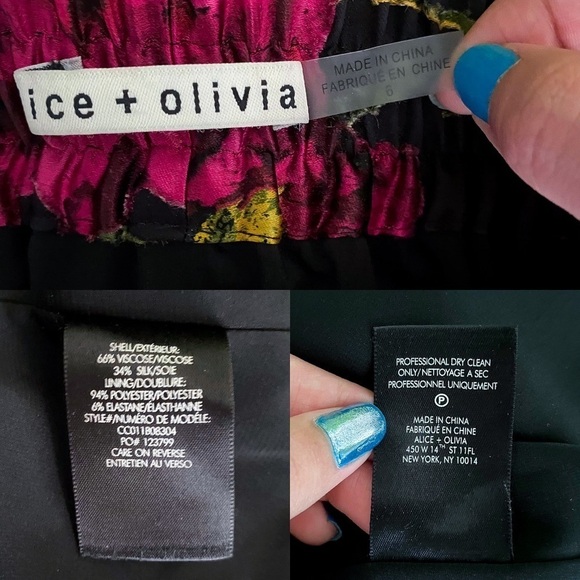 Alice + Olivia Skirt Elza Silk Pleated Floral Maxi California Poppy 6 EUC - Picture 5 of 7